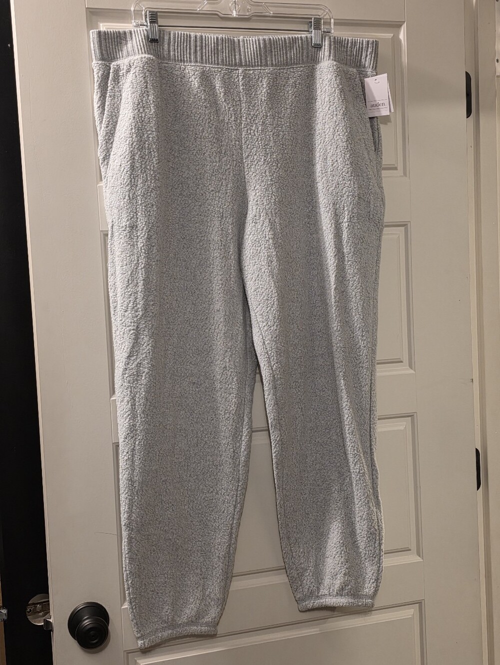Auden - Womens Cozy Light Gray Fleece Sherpa Jogger Pants - Size XXL